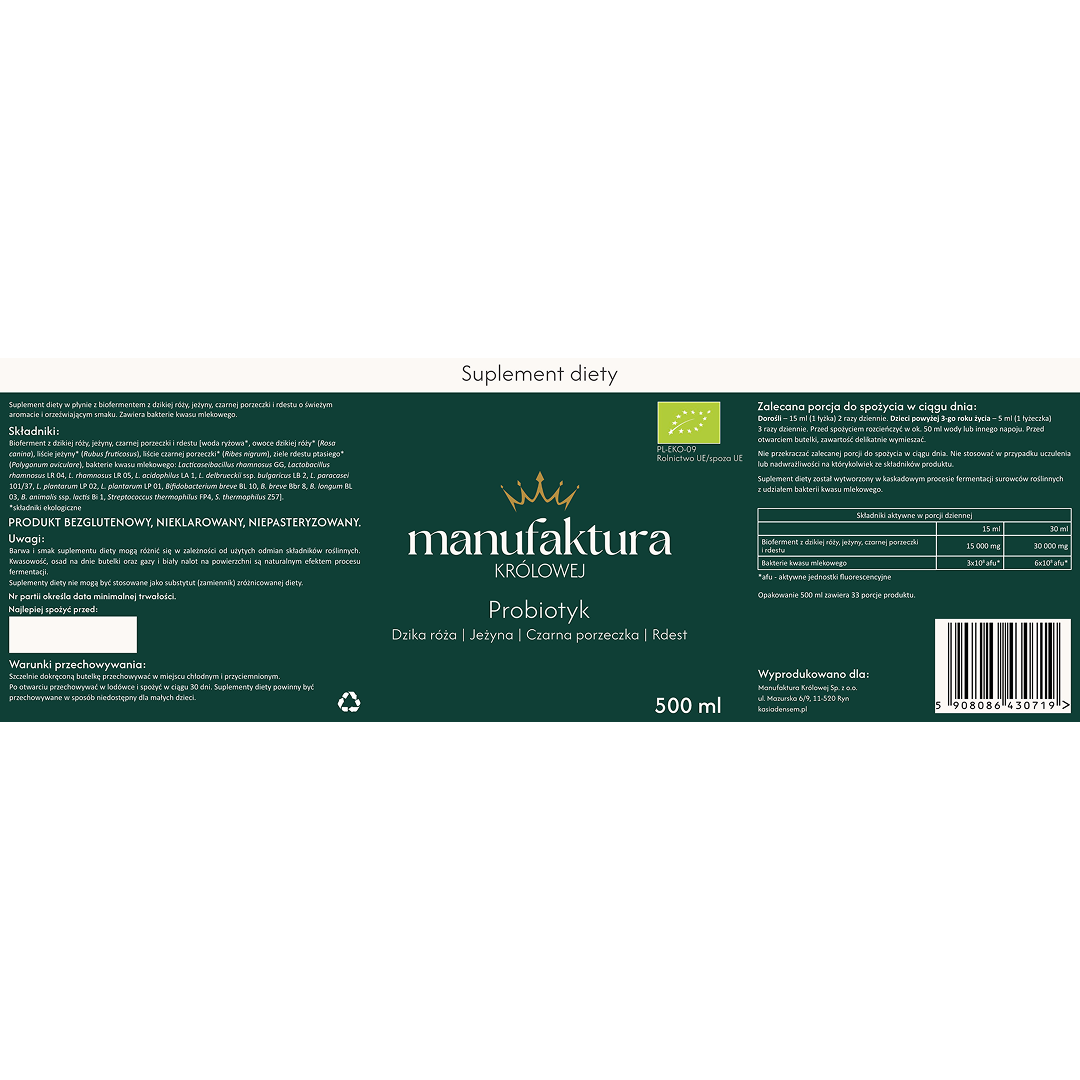 Probiotyk - Dzika róża, Jeżyna, Czarna porzeczka, Rdest 500 ml - obrazek 2
