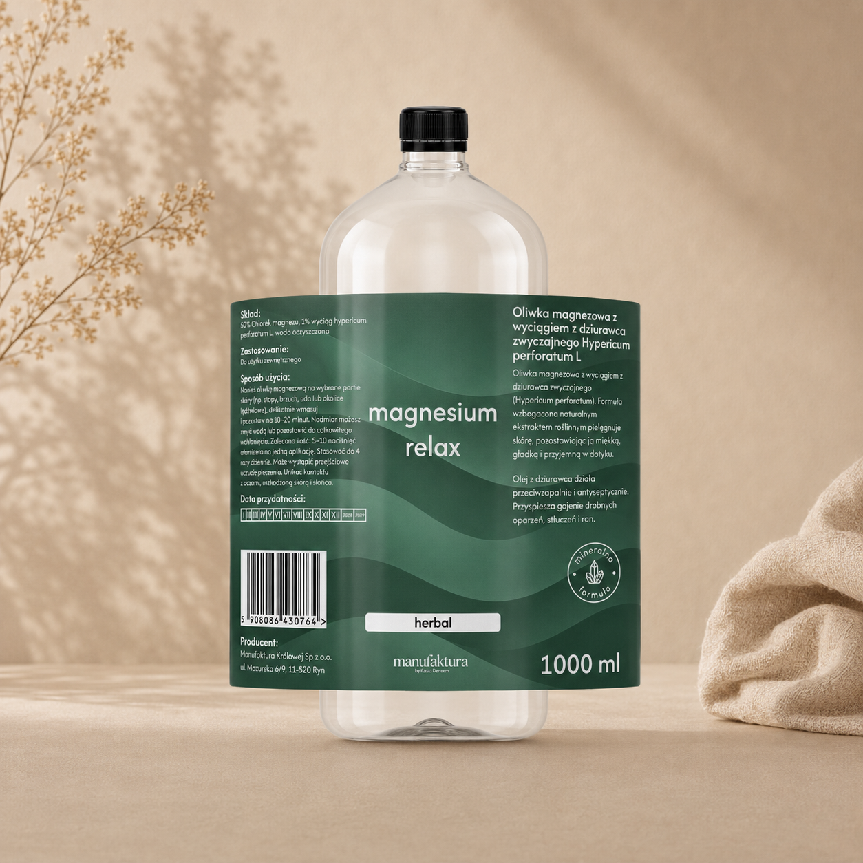Oliwka magnezowa z wyciągiem z dziurawca zwyczajnego - 1000ml
