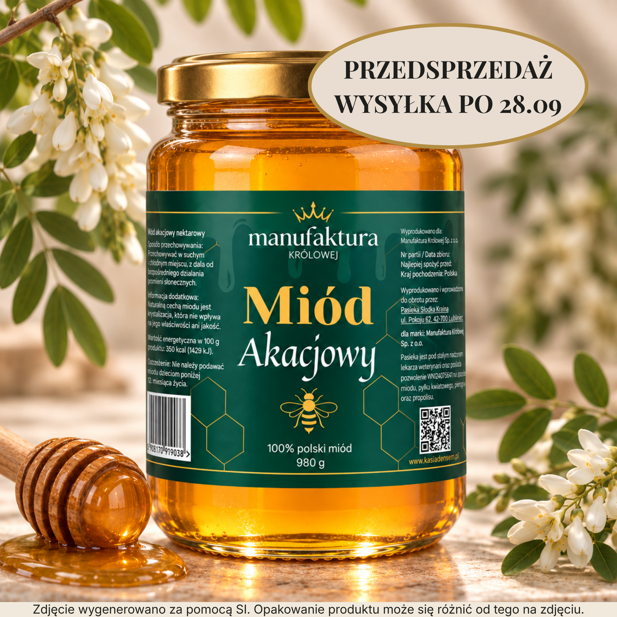 miód akacjowy zdjęcie produktowe przedsprzedaż