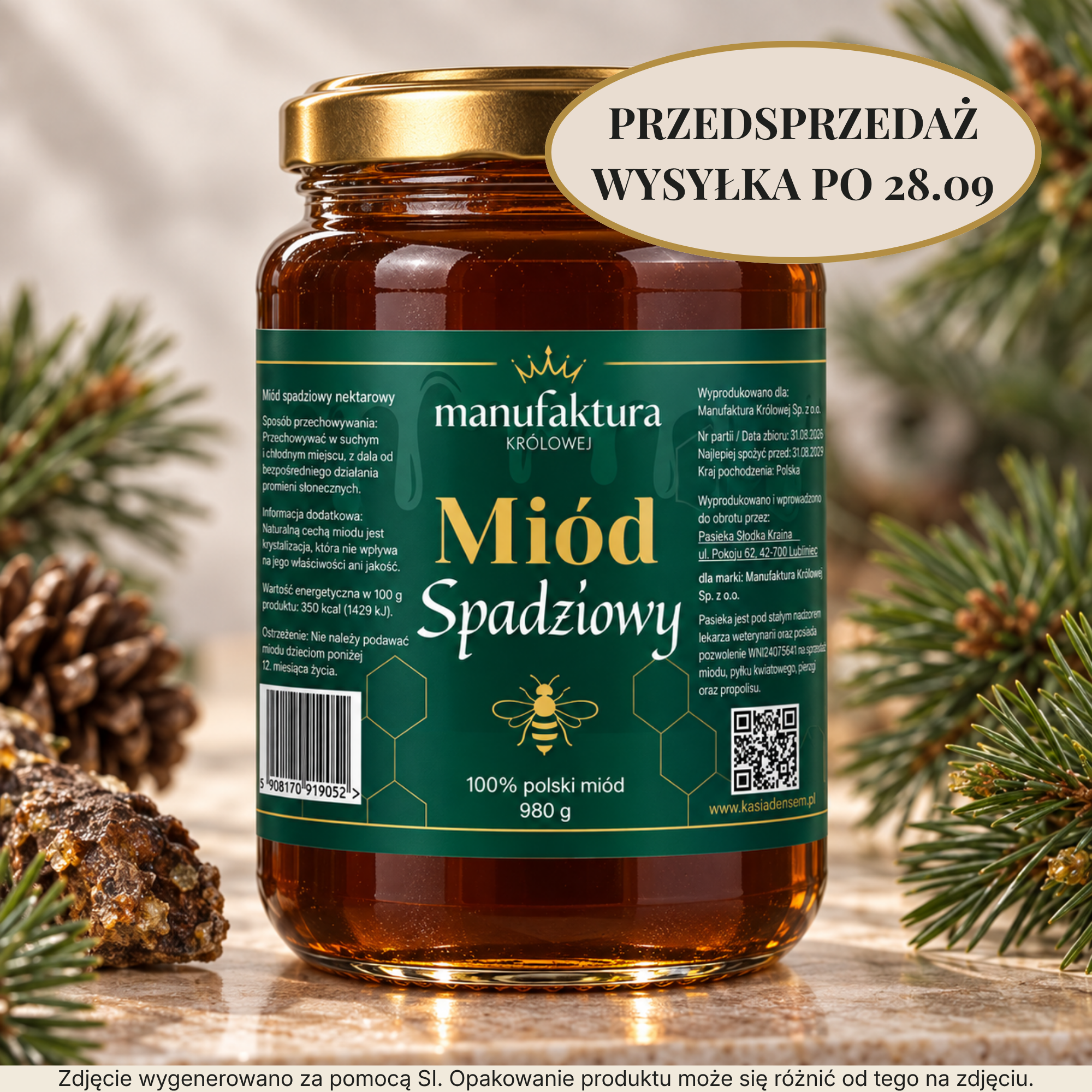 miód spadziowy zdjęcie produktowe przedsprzedaż